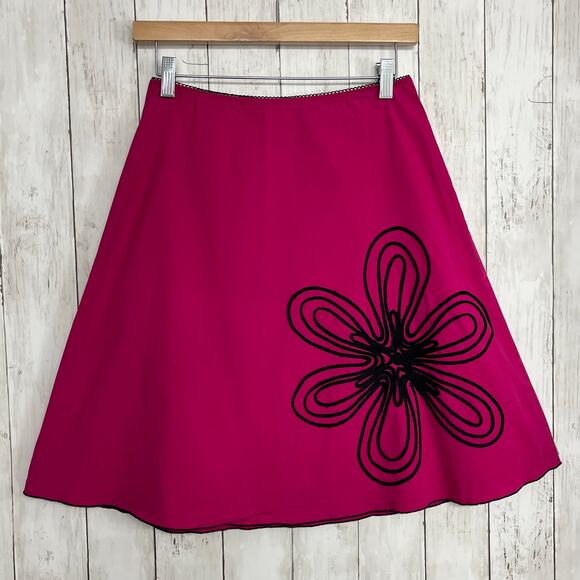 Vintage Heart Soul Y2K Embroidered Flower A Line USA Cotton Skirt Medium - Picture 1 of 7